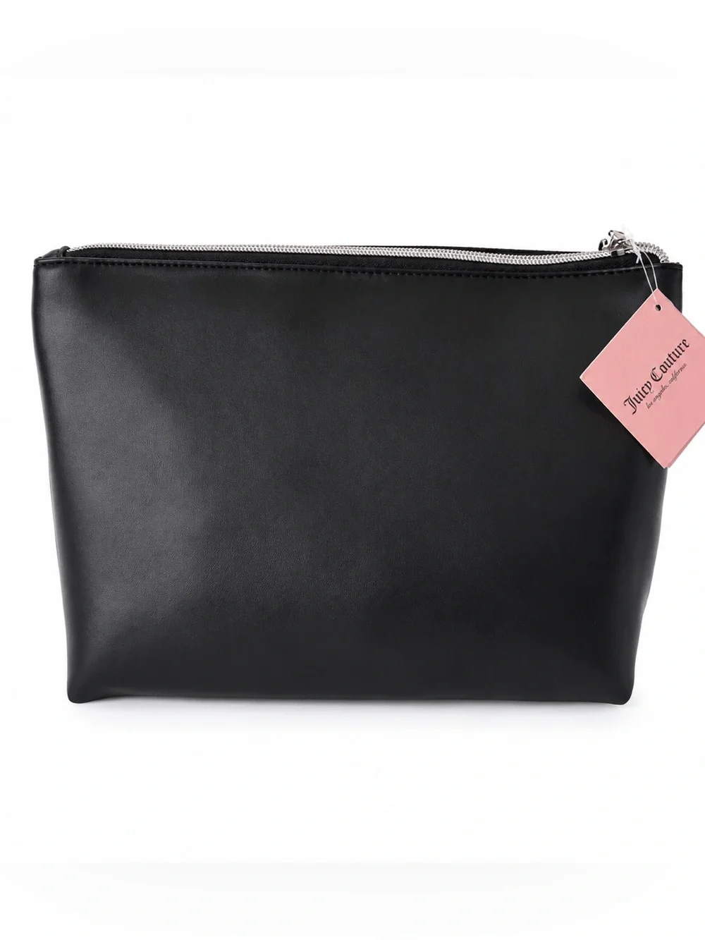 Juicy Couture Black Fringe Cosmetic Bag Clutch Pink Lining Y2K Boho Chic Western